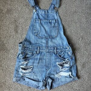 American Eagle Light Wash Denim Overalls Small